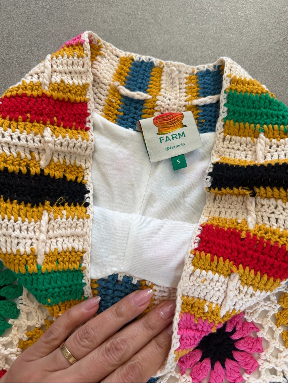 Farm Rio Crochet Floral Cream Multicolor Shorts (matching top available) s - Picture 3 of 5